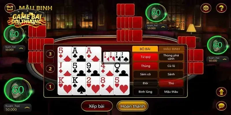Cần tận dụng thời gian xếp bài tối đa trong game Mậu Binh